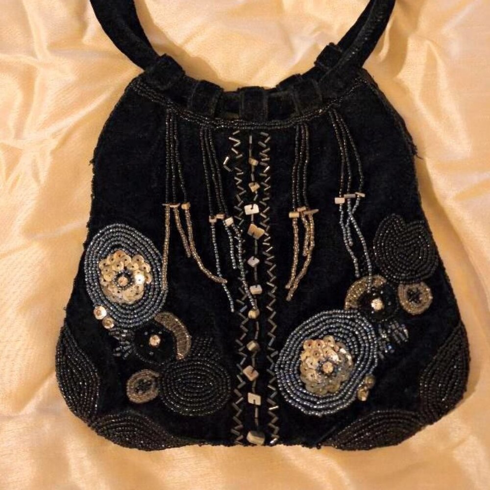 J&X Velvet Beaded Bag